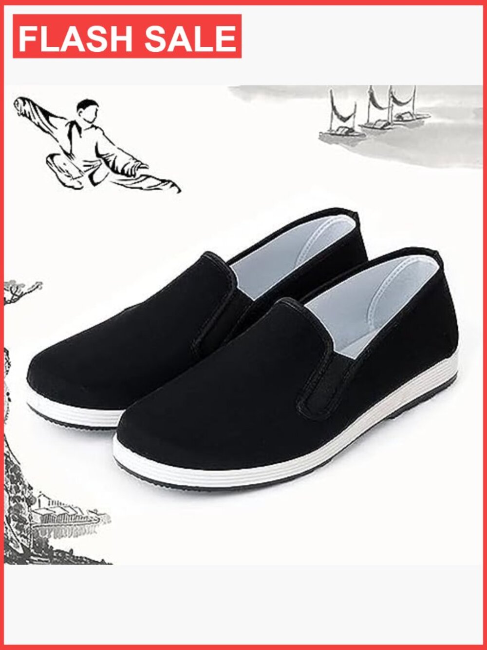 Traditional Chinese Kung Fu Slippers, Canvas Tai Chi Shoes, Anti-Slip Rubber - Picture 6 of 7